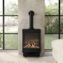 Small Electric Log Burner-Style Stove with Decorative Flue in Black - AmberGlo