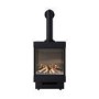 Small Electric Log Burner-Style Stove with Decorative Flue in Black - AmberGlo