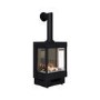 Small Electric Log Burner-Style Stove with Decorative Flue in Black - AmberGlo