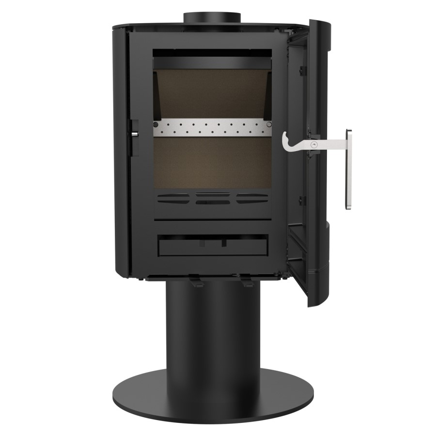 Floating 5.1kW Log Burner Multi-Fuel Stove in Black - AmberGlo