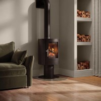 Floating 5.1kW Log Burner Multi-Fuel Stove in Black - AmberGlo