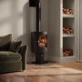 Floating 5.1kW Log Burner Multi-Fuel Stove in Black - AmberGlo