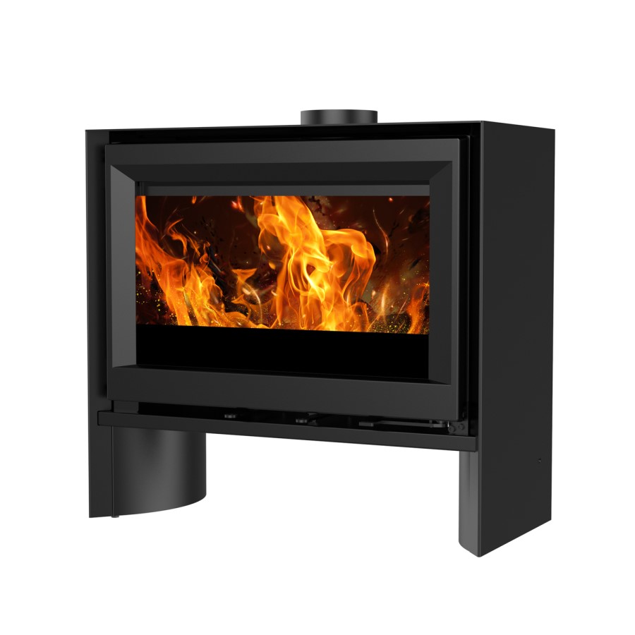 Freestanding 8.2kW Wide Log Burner Stove in Black - AmberGlo