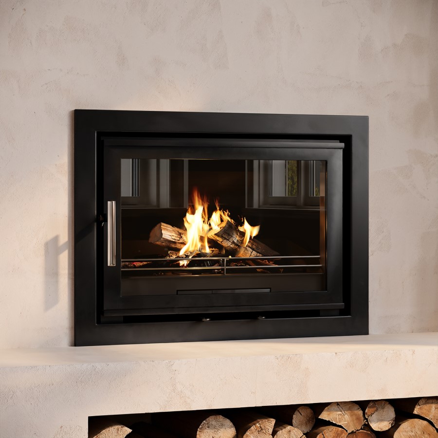 Inset Cassette 8.2kW Log Burner Stove in Black - AmberGlo