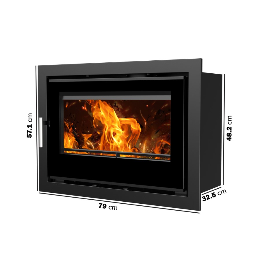Inset Cassette 8.2kW Log Burner Stove in Black - AmberGlo