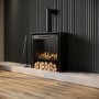 Freestanding 1.8kW Wide Electric Log Burner Style Stove in Black with Log Store - AmberGlo