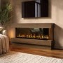 Freestanding Walnut 3-Sided Electric Fire with Logs - 60 Inch - AmberGlo