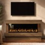 Freestanding Walnut 3-Sided Electric Fire with Logs - 60 Inch - AmberGlo