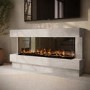 Freestanding Stone Effect 3-Sided Electric Fire with Logs - 60 inch - AmberGlo