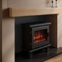 Self Build Media Wall with Electric Log Burner Stove with Oak Beam - AmberGlo