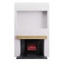 Self Build Media Wall with Electric Log Burner Stove with Oak Beam - AmberGlo