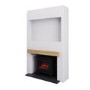 Self Build Media Wall with Electric Log Burner Stove with Oak Beam - AmberGlo