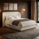 ALN001D Cream Upholstered Double Ottoman Bed with Curved Headboard - Adelyn
