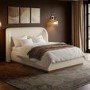 Cream Upholstered Double Ottoman Bed with Curved Headboard - Adelyn