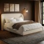 Cream Upholstered King Size Ottoman Bed with Curved Headboard - Adelyn