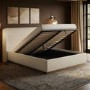 Cream Upholstered King Size Ottoman Bed with Curved Headboard - Adelyn