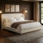 Cream Upholstered Super King Ottoman Bed with Curved Headboard - Adelyn
