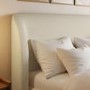 Cream Upholstered Super King Ottoman Bed with Curved Headboard - Adelyn