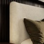 Beige Upholstered Double Ottoman Bed with Soft Curved Headboard and Footboard - Althea