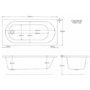 Single Ended Whirlpool Spa Bath with 8 Matt Black Whirlpool Jets 1700 x 750mm - Alton