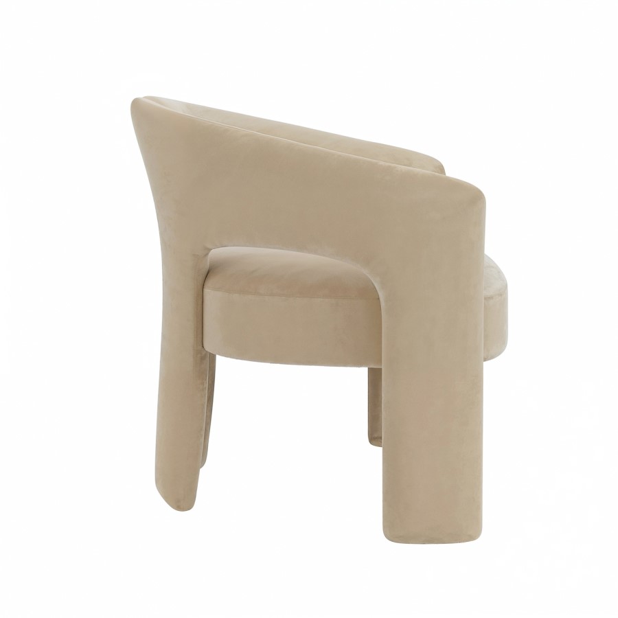 ONLY OPENED - Beige Velvet Modern Curved Accent Chair - Azalea