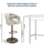 Beige Upholstered Adjustable Swivel Bar Stool with Brass Base - Azalea