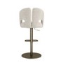 Beige Upholstered Adjustable Swivel Bar Stool with Brass Base - Azalea