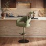 Sage Green Velvet Adjustable Swivel Bar Stool with Brass Base - Azalea