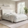 Cream Upholstered King Size Ottoman Bed with Legs - Amara