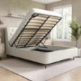 Cream Upholstered King Size Ottoman Bed with Legs - Amara