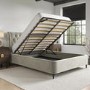 ONLY OPENED - Beige Velvet King Size Ottoman Bed With Legs - Amara