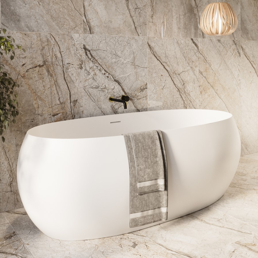 Matt White Freestanding Double Ended Bath 1700 x 825mm - Ana