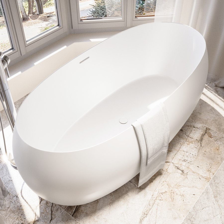 Matt White Freestanding Double Ended Bath 1700 x 825mm - Ana