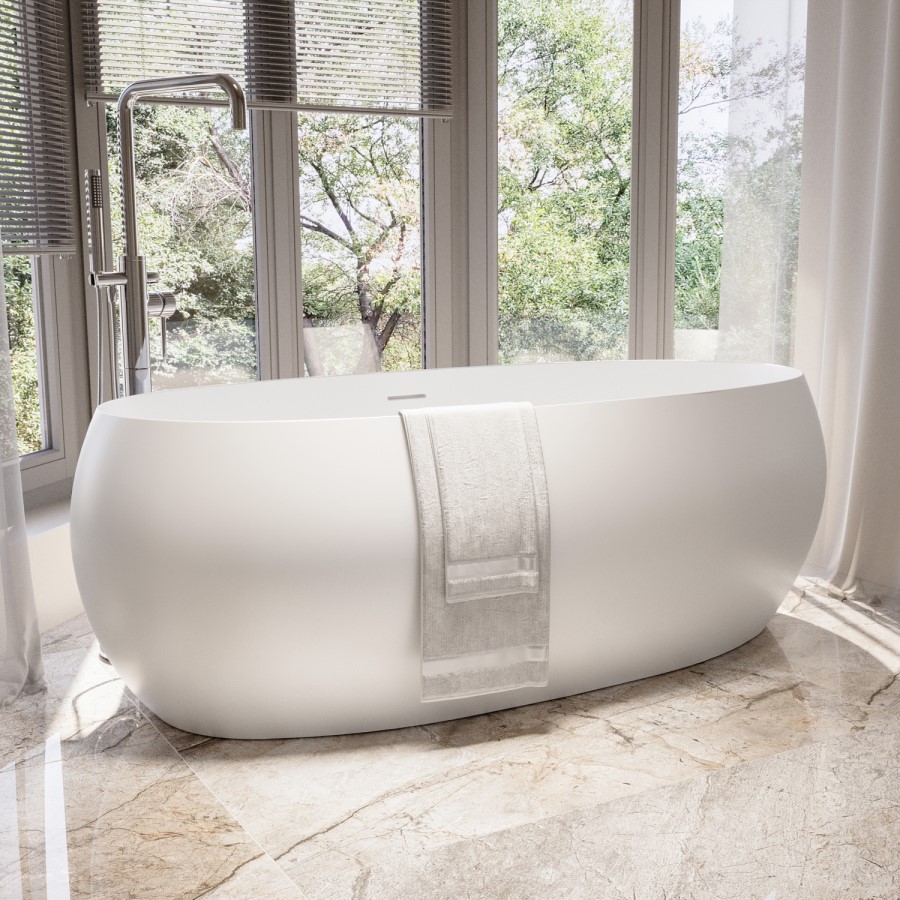 Matt White Freestanding Double Ended Bath 1700 x 825mm - Ana
