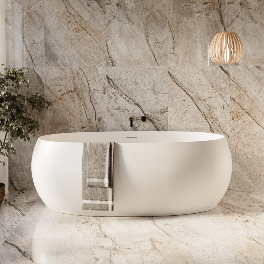 Matt White Freestanding Double Ended Bath 1700 x 825mm - Ana