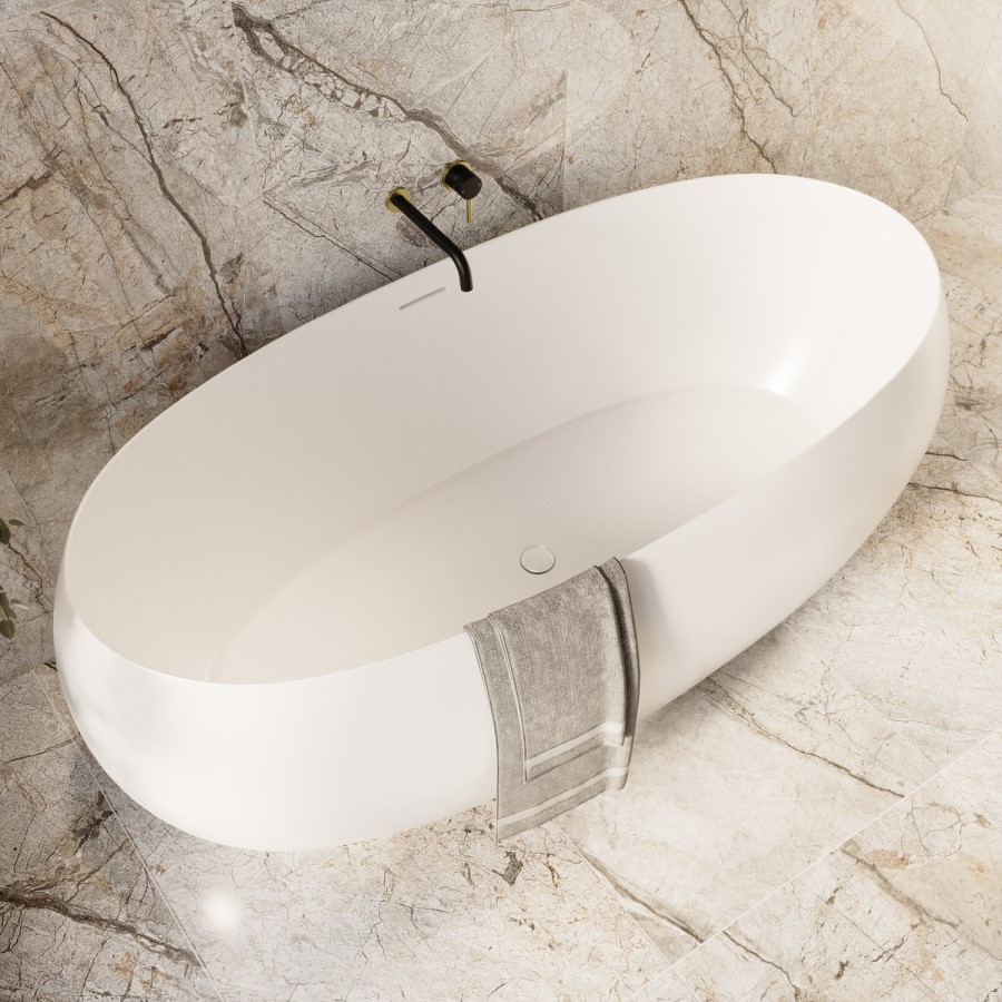Matt White Freestanding Double Ended Bath 1700 x 825mm - Ana