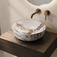 Marble Effect Round Countertop Basin 415mm - Arabella