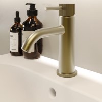 Brushed Brass Fluted Mono Basin Mixer Tap with Waste - Arissa