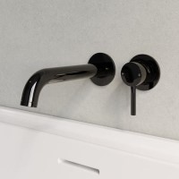 Black Chrome Wall Mounted Bath Mixer Tap - Arissa