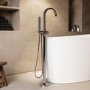 Chrome Freestanding Bath Shower Mixer Tap With Cross Head Handles - Arissa