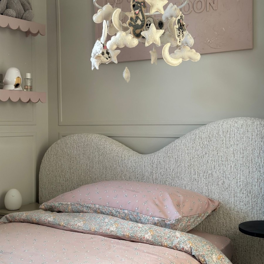 Cream Upholstered Single Ottoman Bed with Curved Headboard - Aria