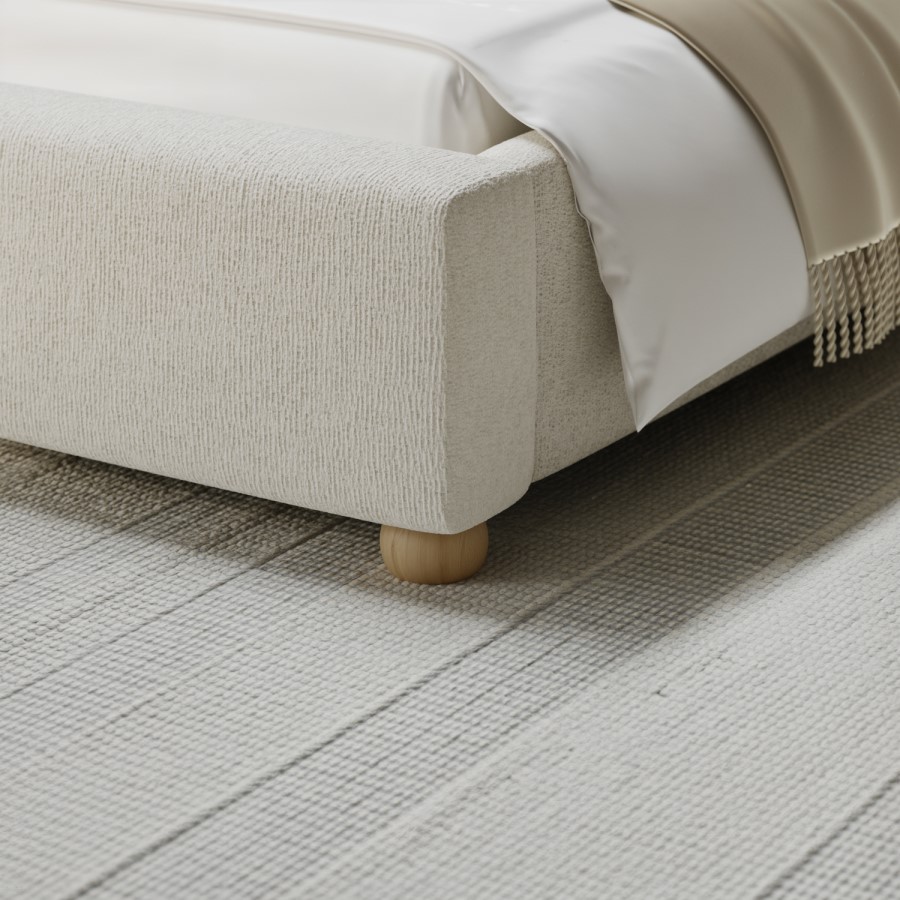 Cream Upholstered Single Ottoman Bed with Curved Headboard - Aria