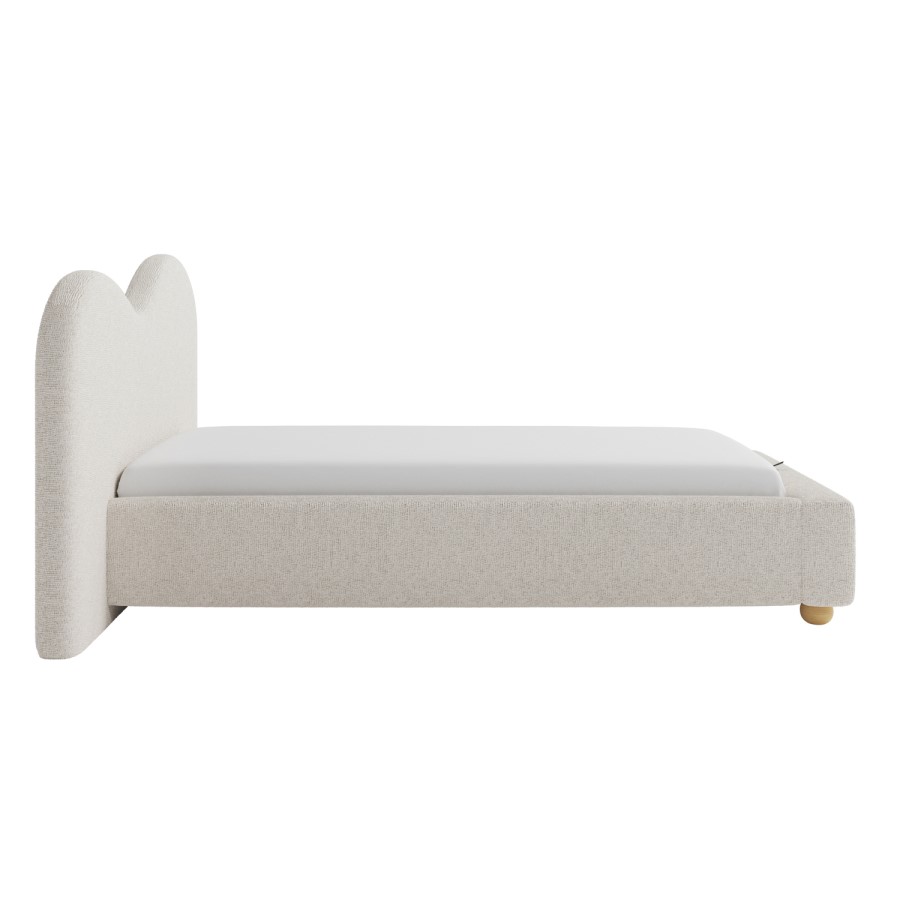 Cream Upholstered Single Ottoman Bed with Curved Headboard - Aria