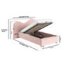 Pink Velvet Single Ottoman Bed with Curved Headboard - Aria