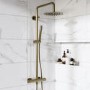 Brushed Brass Thermostatic Bar Mixer Shower Set with Slide Rail Kit & Pencil Hand Shower - Arissa