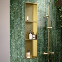 Brushed Brass Shower Niche with Shelves 305 x 1210mm