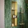Brushed Brass Shower Niche with Shelves 305 x 1210mm