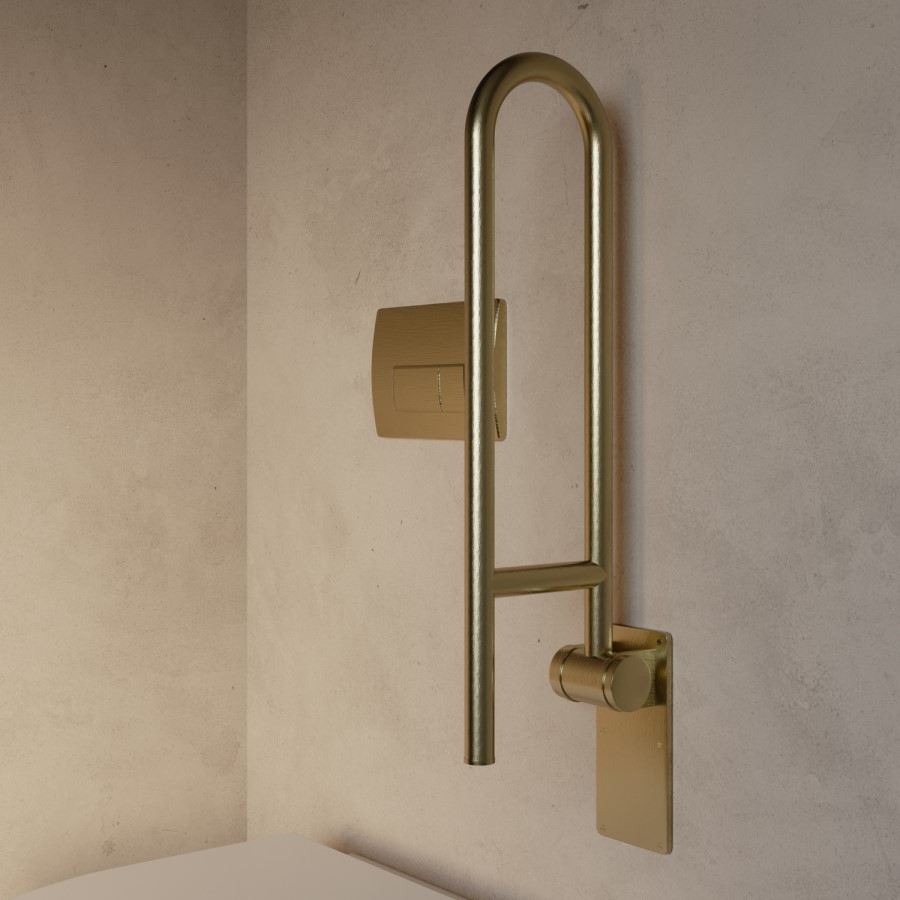 Brass Folding Bathroom Grab Rail 600 x 160mm - Arissa