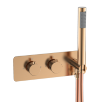 Brushed Bronze 1 Outlet Concealed Thermostatic Shower Valve with Integrated Hand Shower - Arissa