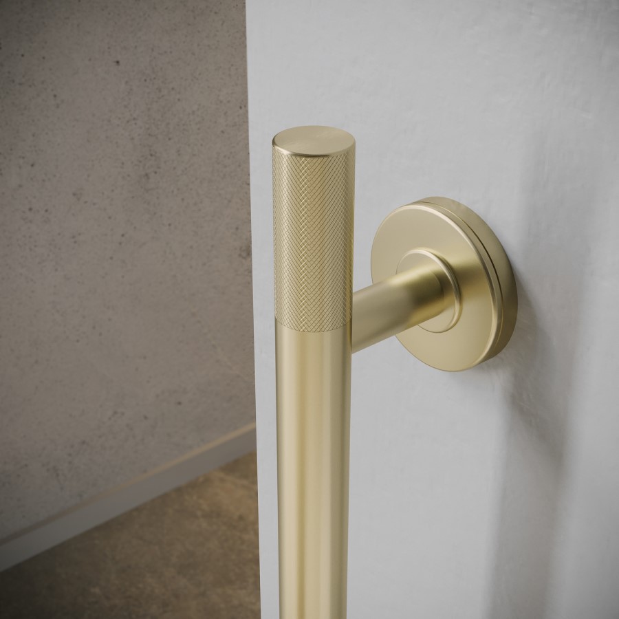 Brass Knurled Bathroom Grab Rail 450 x 77mm - Arissa